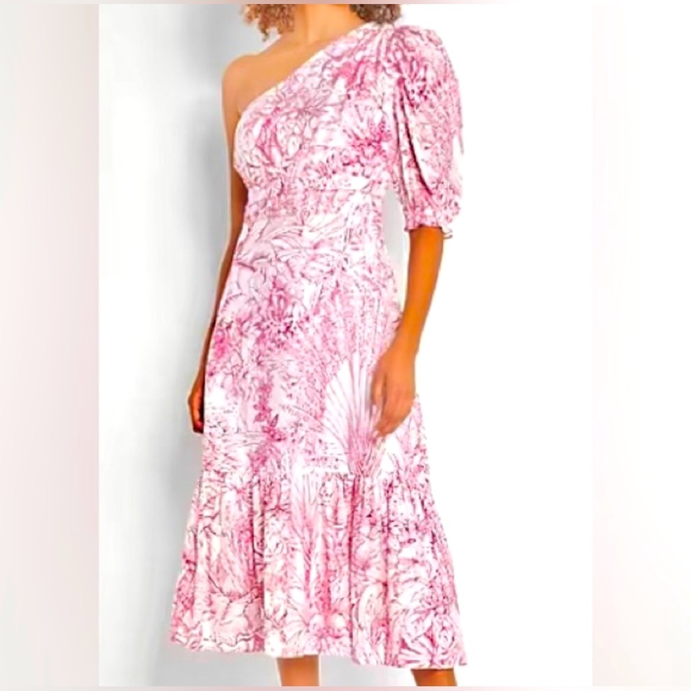 Express Floral Print Puff Shoulder Dress